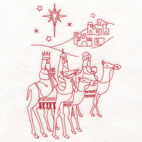 Holy Night Nativity - Three Wise Men (Redwork)