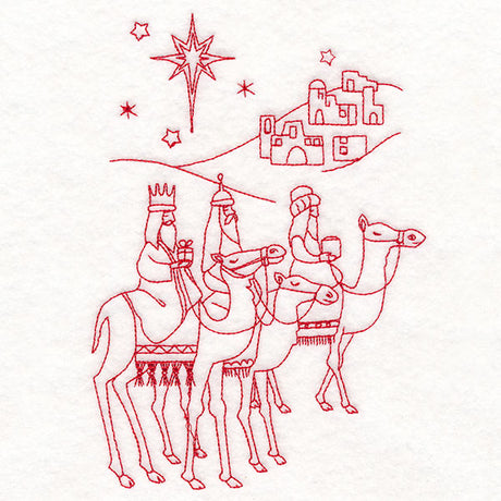Holy Night Nativity - Three Wise Men (Redwork)