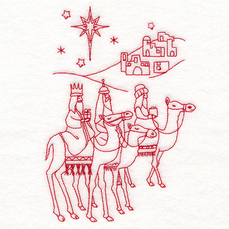 Holy Night Nativity - Three Wise Men (Redwork)