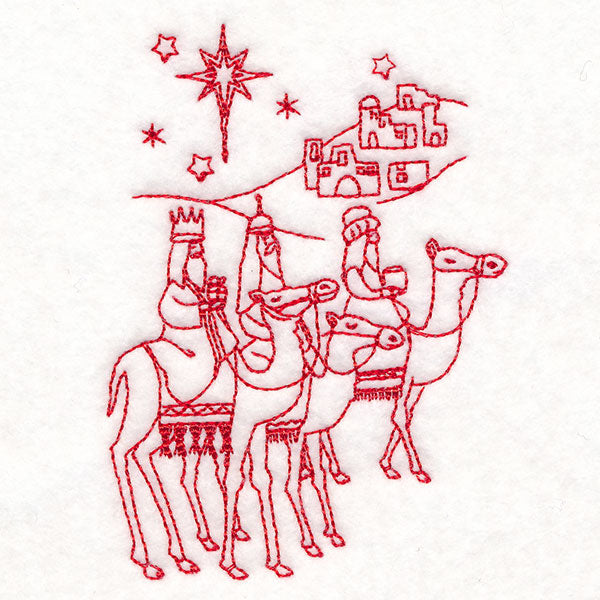 Holy Night Nativity - Three Wise Men (Redwork)