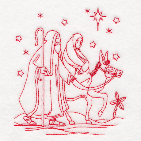 Holy Night Nativity - Mary & Joseph (Redwork)