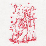 Holy Night Nativity - Holy Family in Manger (Redwork)