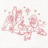Holy Night Nativity - Shepherds (Redwork)