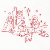 Holy Night Nativity - Shepherds (Redwork)