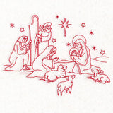 Holy Night Nativity - Shepherds (Redwork)