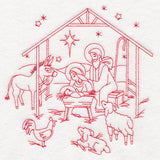 Holy Night Nativity - Manger Scene (Redwork)