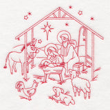 Holy Night Nativity - Manger Scene (Redwork)