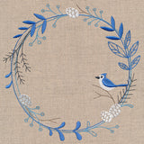 Frosted Blue Jay Winter Wreath