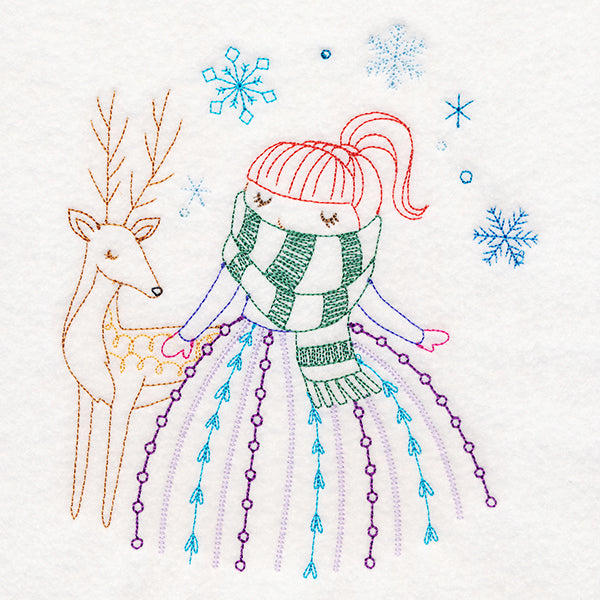 Winter Friends - Girl with Deer