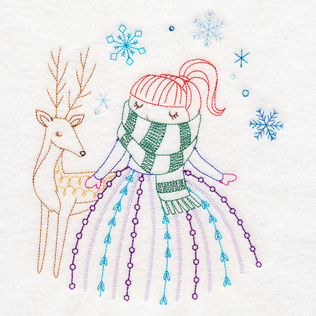Winter Friends - Girl with Deer