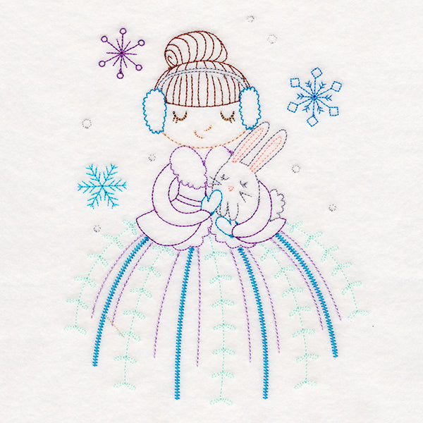 Winter Friends - Girl with Bunny