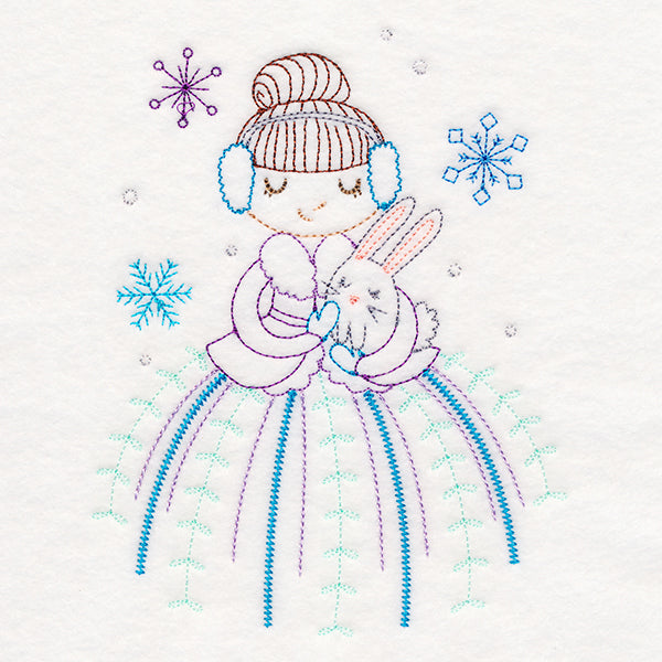 Winter Friends - Girl with Bunny