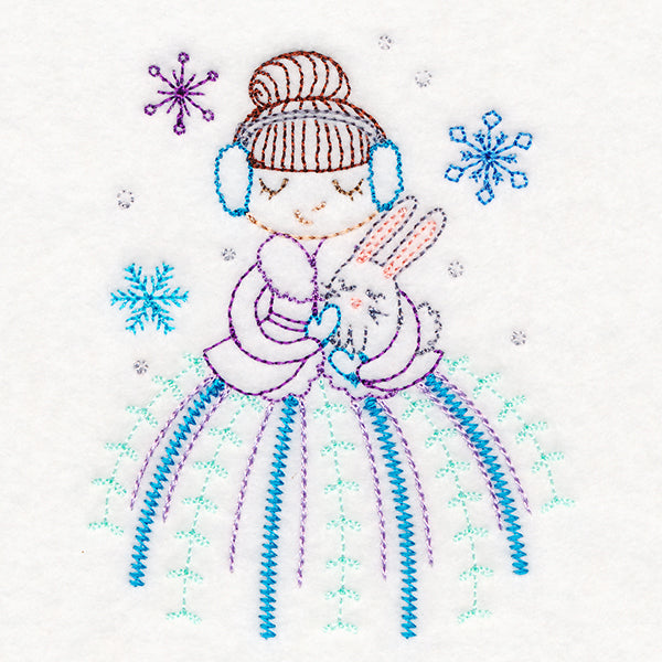 Winter Friends - Girl with Bunny