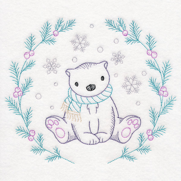Winter Woodland Wreath - Polar Bear (Vintage)