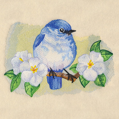 Blossoms & Bluebird in Watercolor