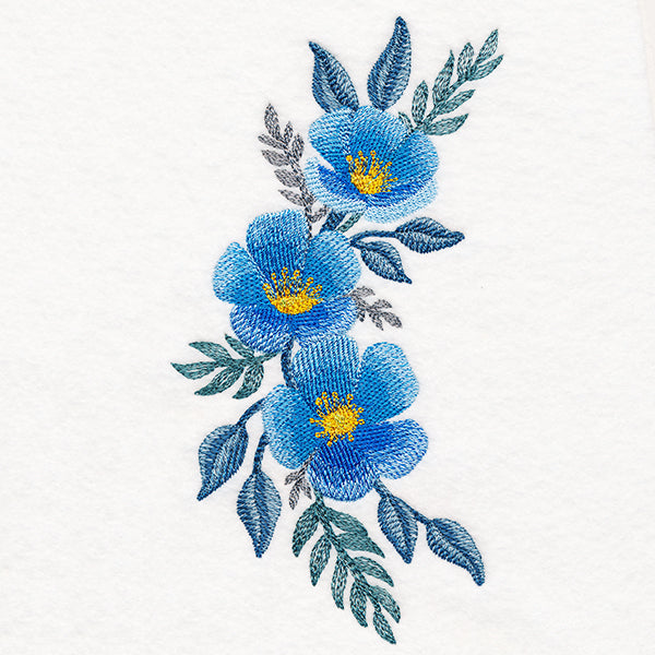 Botanical Blues Flower Spray in Watercolor