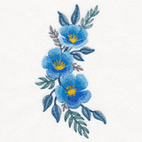 Botanical Blues Flower Spray in Watercolor