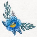 Botanical Blues Flower Corner in Watercolor