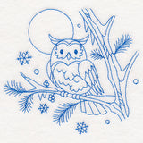 Winter Woodland Scene - Owl (Bluework)