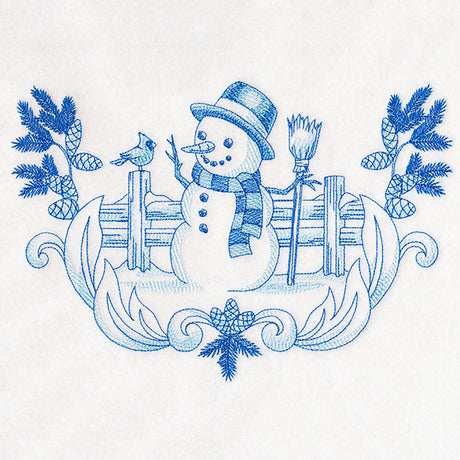 Delft Blue Snowman Scene