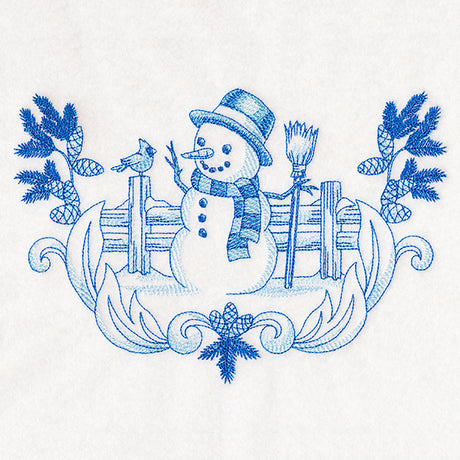 Delft Blue Snowman Scene