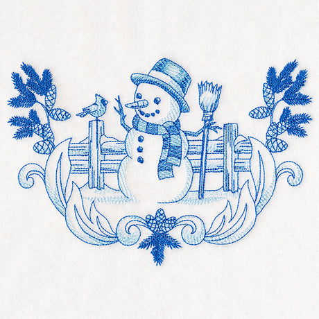 Delft Blue Snowman Scene
