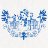 Delft Blue Snowman Scene