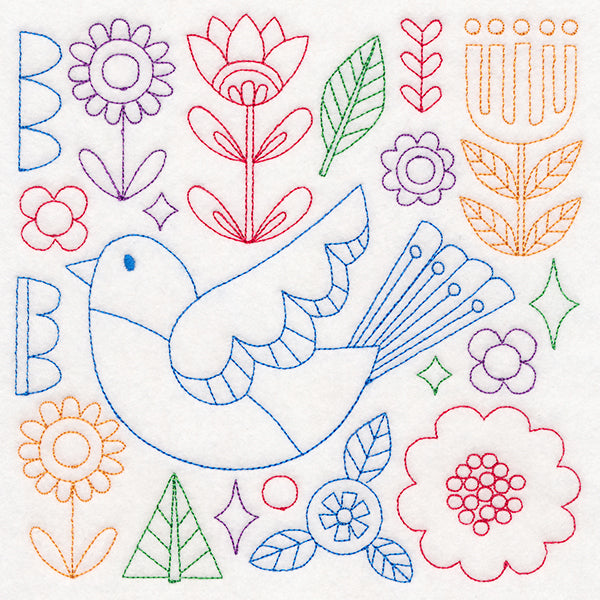 Folk Art Animal Square - Bird (Vintage)