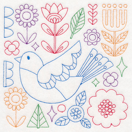 Folk Art Animal Square - Bird (Vintage)