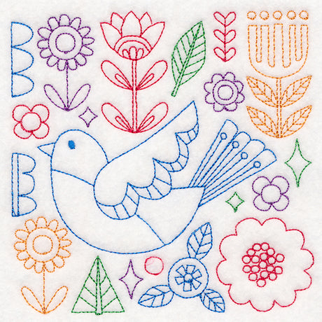 Folk Art Animal Square - Bird (Vintage)