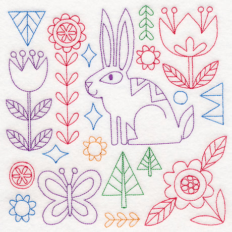 Folk Art Animal Square - Bunny (Vintage)