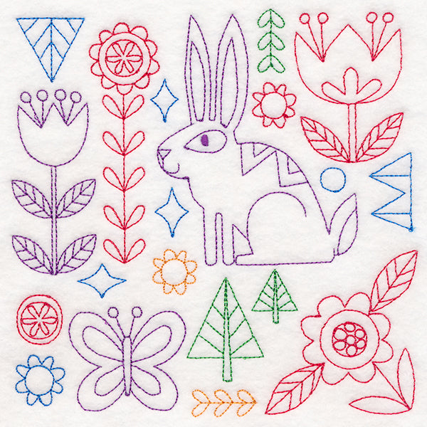 Folk Art Animal Square - Bunny (Vintage)