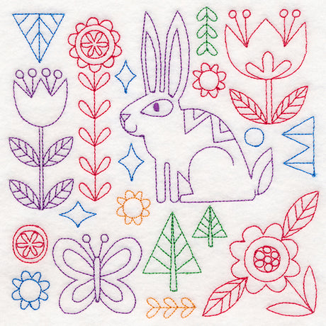 Folk Art Animal Square - Bunny (Vintage)