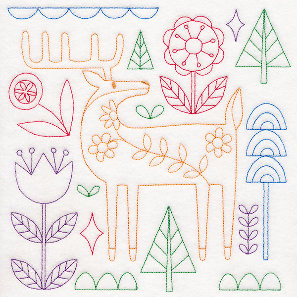 Folk Art Animal Square - Deer (Vintage)