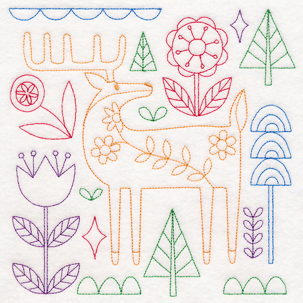 Folk Art Animal Square - Deer (Vintage)