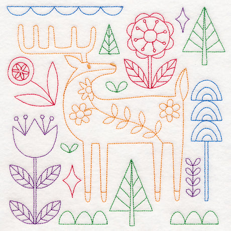 Folk Art Animal Square - Deer (Vintage)