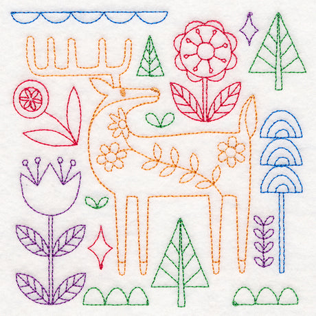 Folk Art Animal Square - Deer (Vintage)