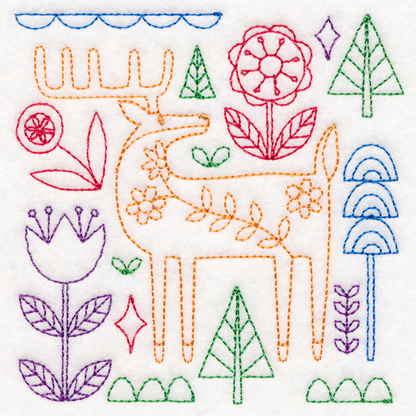 Folk Art Animal Square - Deer (Vintage)