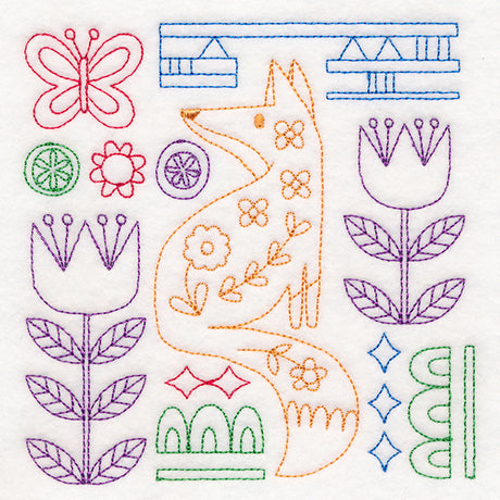 Folk Art Animal Square - Fox (Vintage)