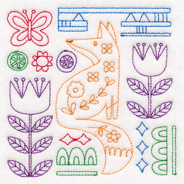 Folk Art Animal Square - Fox (Vintage)