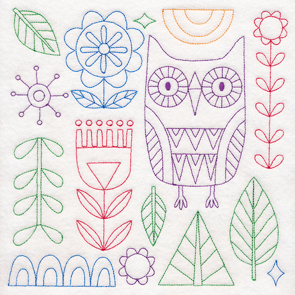 Folk Art Animal Square - Owl (Vintage)