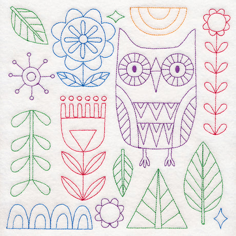 Folk Art Animal Square - Owl (Vintage)