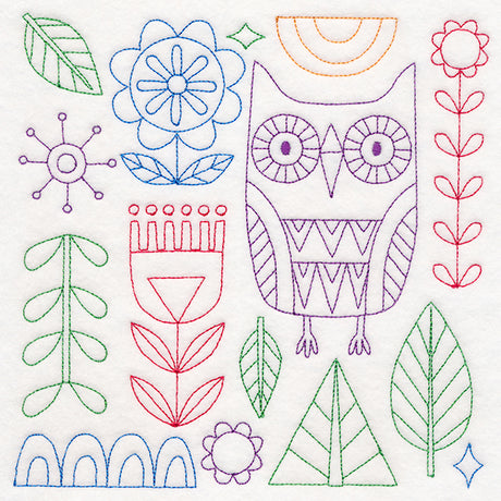 Folk Art Animal Square - Owl (Vintage)