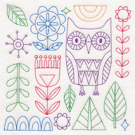 Folk Art Animal Square - Owl (Vintage)