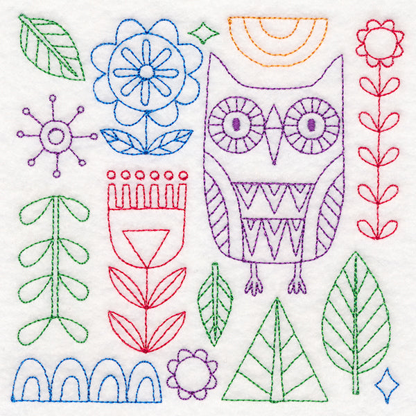 Folk Art Animal Square - Owl (Vintage)