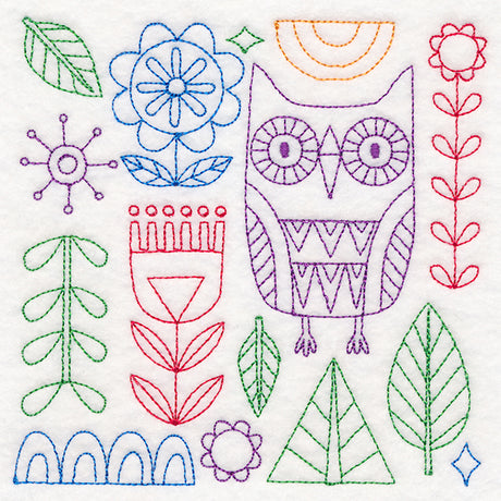 Folk Art Animal Square - Owl (Vintage)