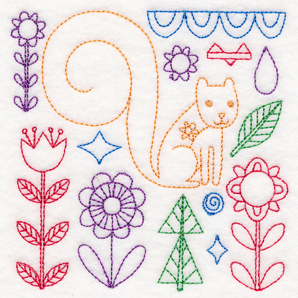 Folk Art Animal Square - Squirrel (Vintage)