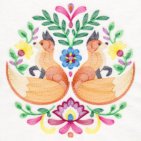 Foxes Folk Art Crest