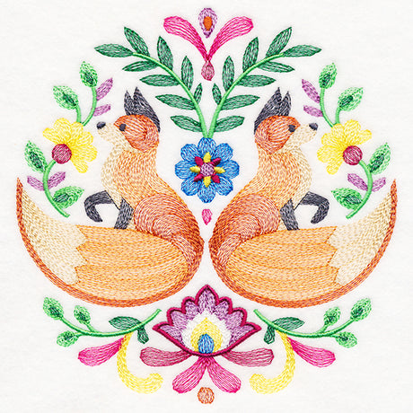 Foxes Folk Art Crest