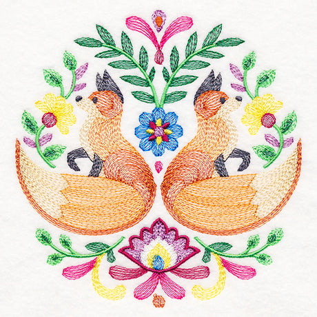 Foxes Folk Art Crest